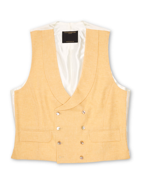 Favourbrook Canary Yellow Alnwick Herringbone Double Breasted Waistcoat