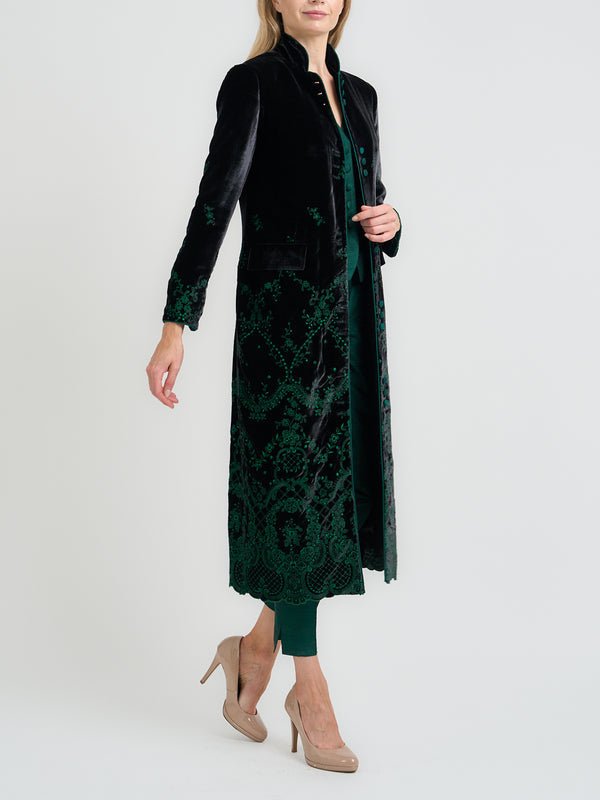 favourbrook Carnaby Coat Black Green Grosvenor Silk Velvet