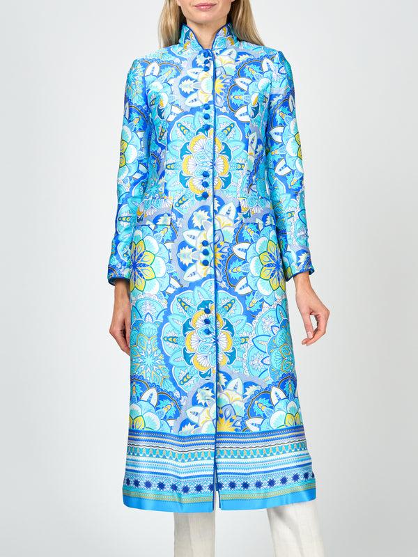 Favourbrook Carnaby Coat Blue Rockingham Silk Satin