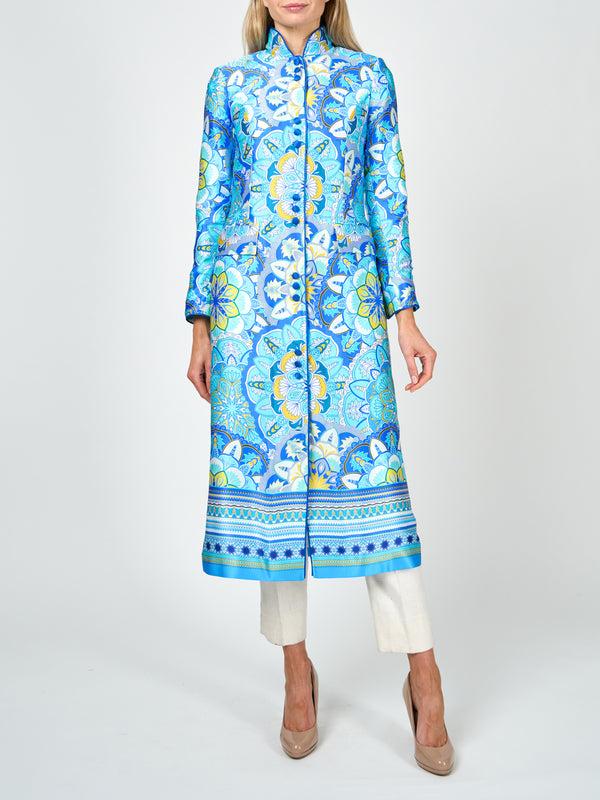 favourbrook Carnaby Coat Blue Rockingham Silk Satin