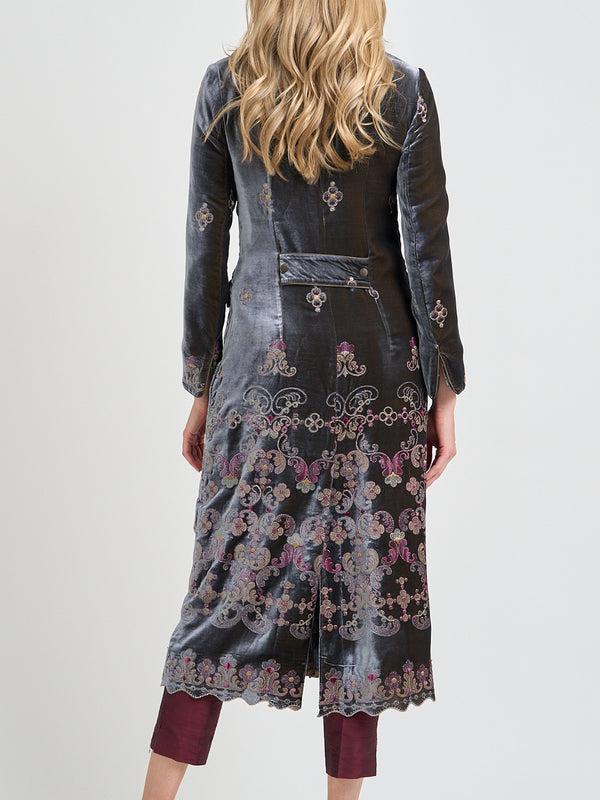 Favourbrook Carnaby Coat Grey Gold Brockwell Silk Velvet