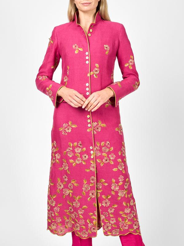 Favourbrook Carnaby Coat Peony Fenton Crease Resistant Linen