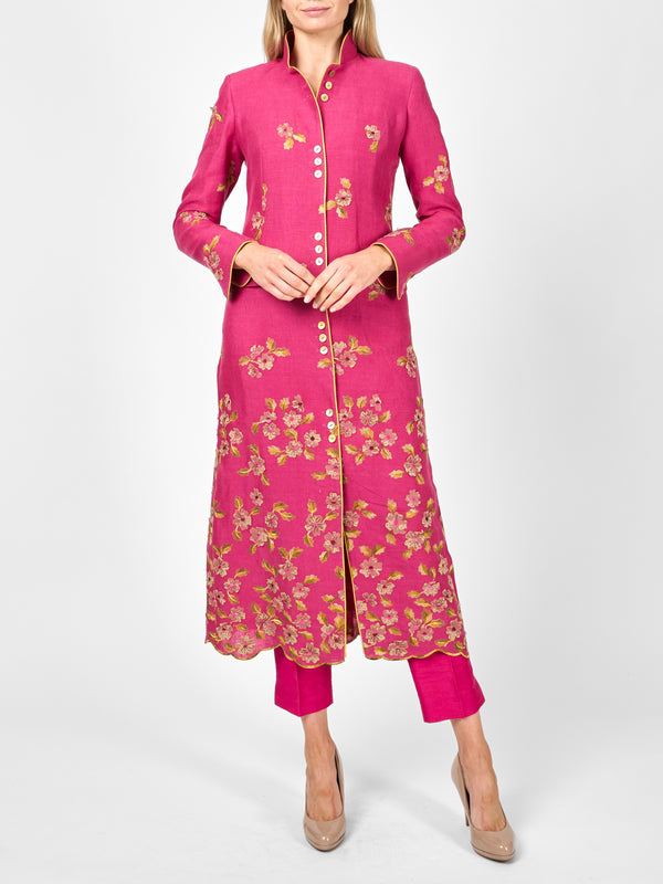 favourbrook Carnaby Coat Peony Fenton Crease Resistant Linen