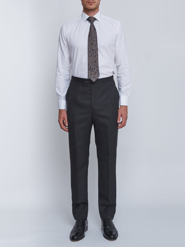 Favourbrook Charcoal Windsor Herringbone High Waisted Flat Front Trousers