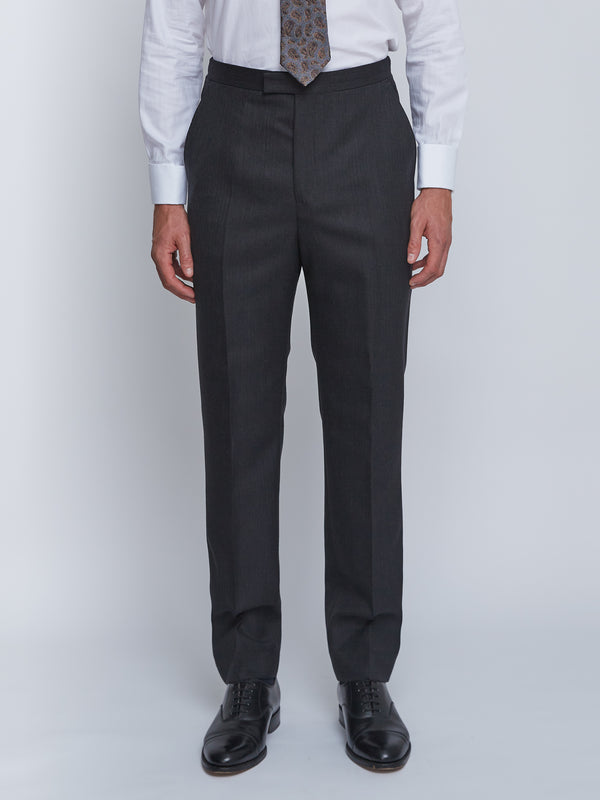 favourbrook Charcoal Windsor Herringbone High Waisted Flat Front Trousers
