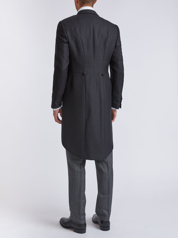 Favourbrook Charcoal Windsor Herringbone Wool Morning Coat