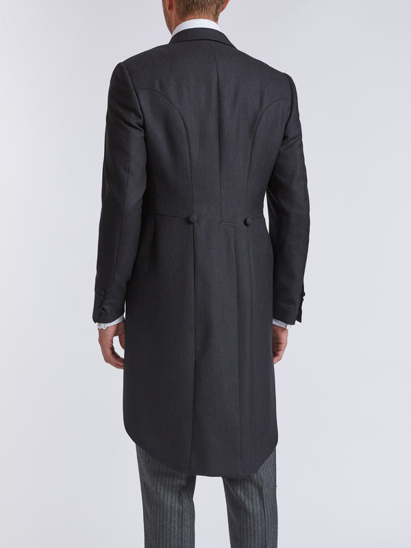 Favourbrook Charcoal Windsor Herringbone Wool Morning Coat