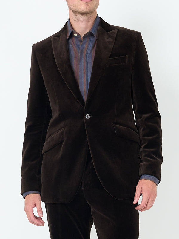 Favourbrook Chocolate Brown Velvet Cotton Newport Jacket