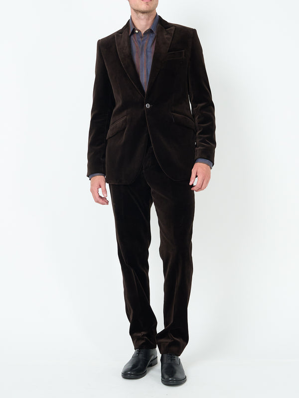 favourbrook Chocolate Brown Velvet Cotton Newport Jacket