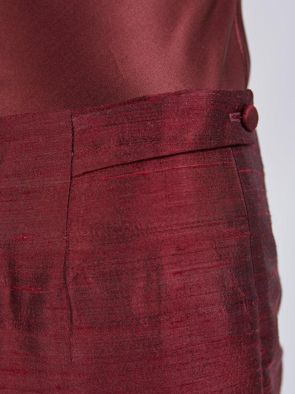 Favourbrook Cigarette Trousers Claret Silk Douppion