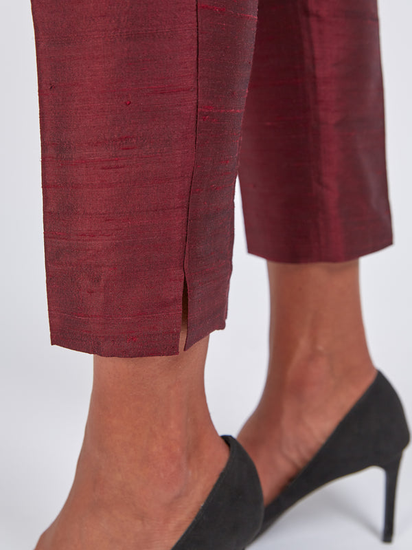 Favourbrook Cigarette Trousers Claret Silk Douppion