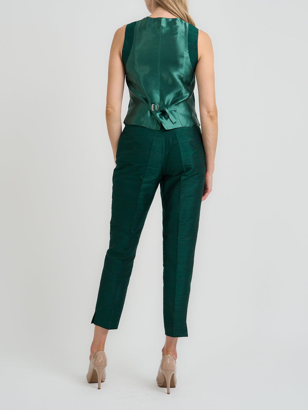 Favourbrook Cigarette Trousers Evergreen Silk Douppion