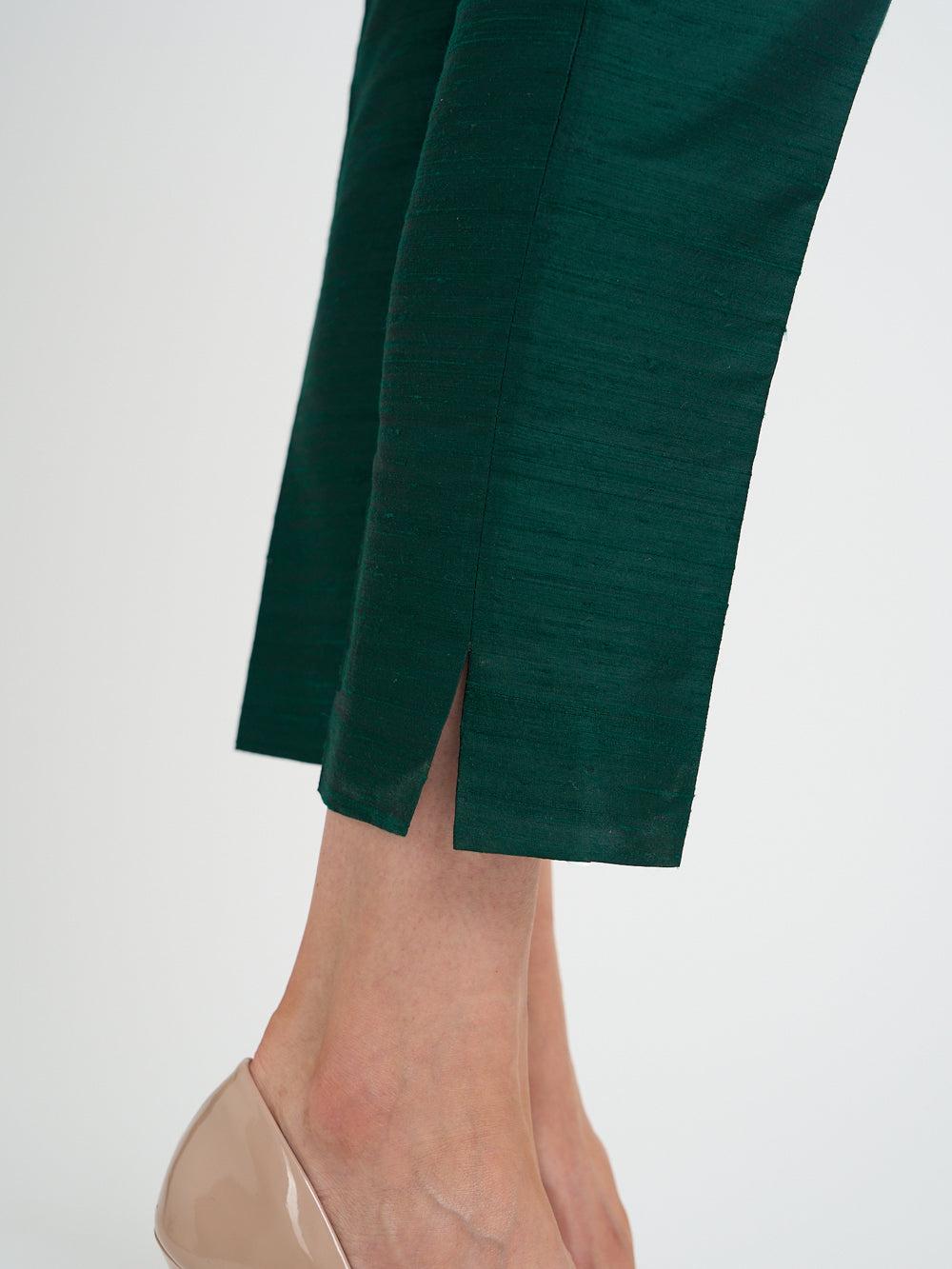 Favourbrook Cigarette Trousers Evergreen Silk Douppion