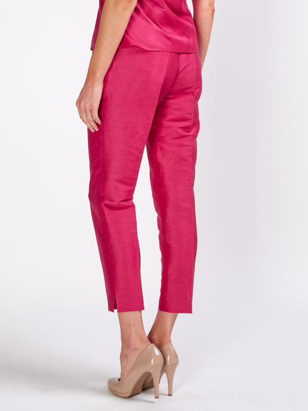 Favourbrook Cigarette Trousers Fuchsia Silverstone Silk Linen
