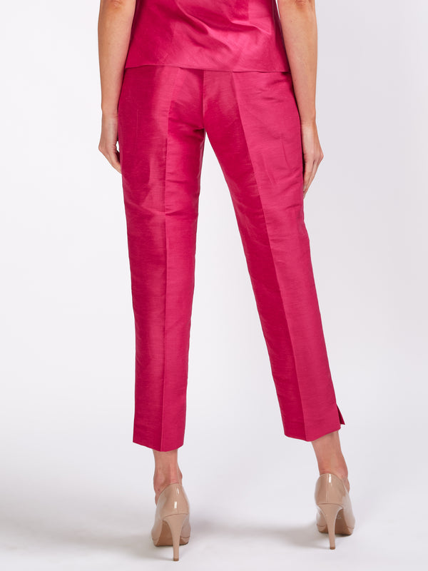 Favourbrook Cigarette Trousers Fuchsia Silverstone Silk Linen