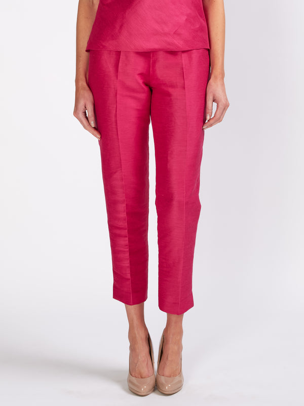 favourbrook Cigarette Trousers Fuchsia Silverstone Silk Linen