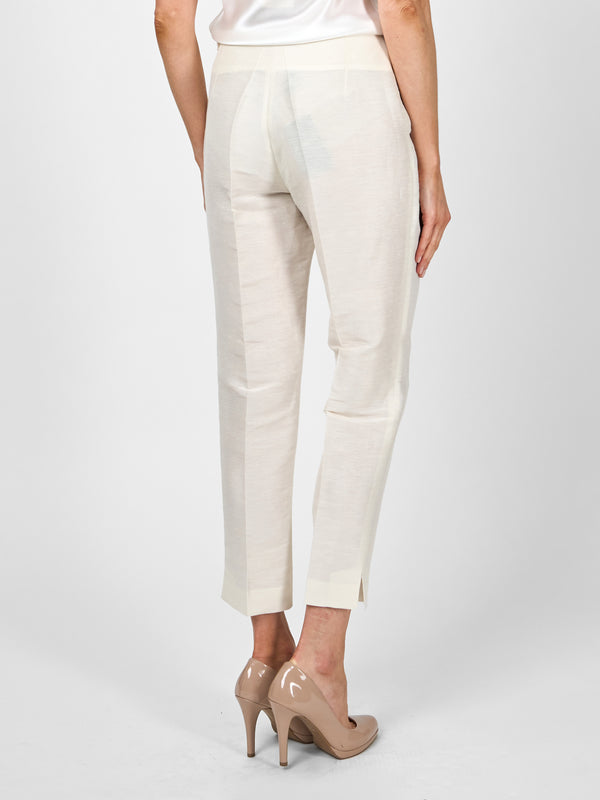 Favourbrook Cigarette Trousers Ivory Silverstone Silk Linen