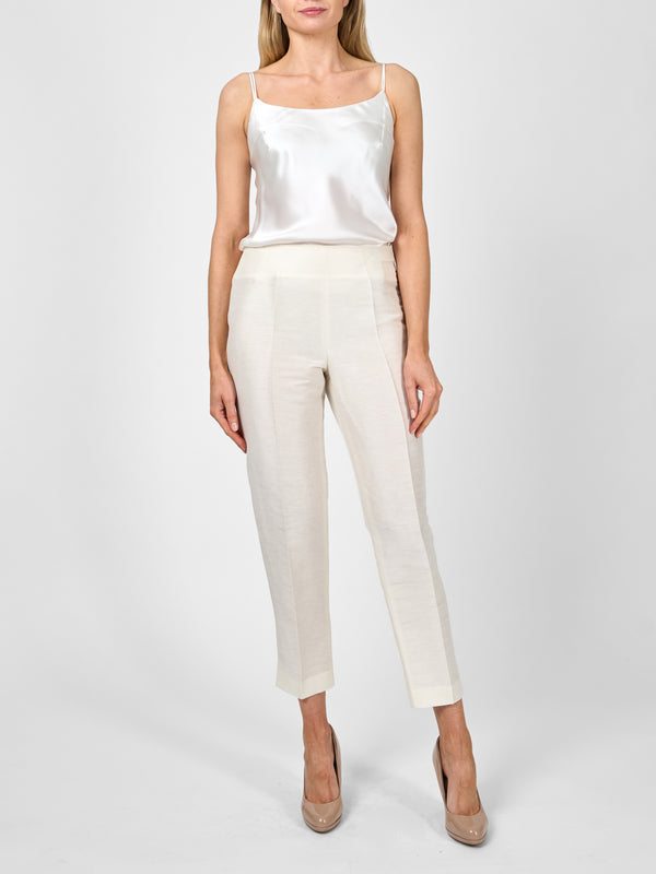 Favourbrook Cigarette Trousers Ivory Silverstone Silk Linen