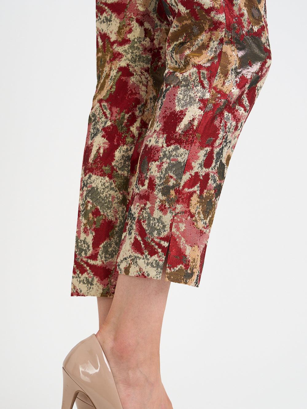 Favourbrook Cigarette Trousers Red Gold Barnwell Brocade