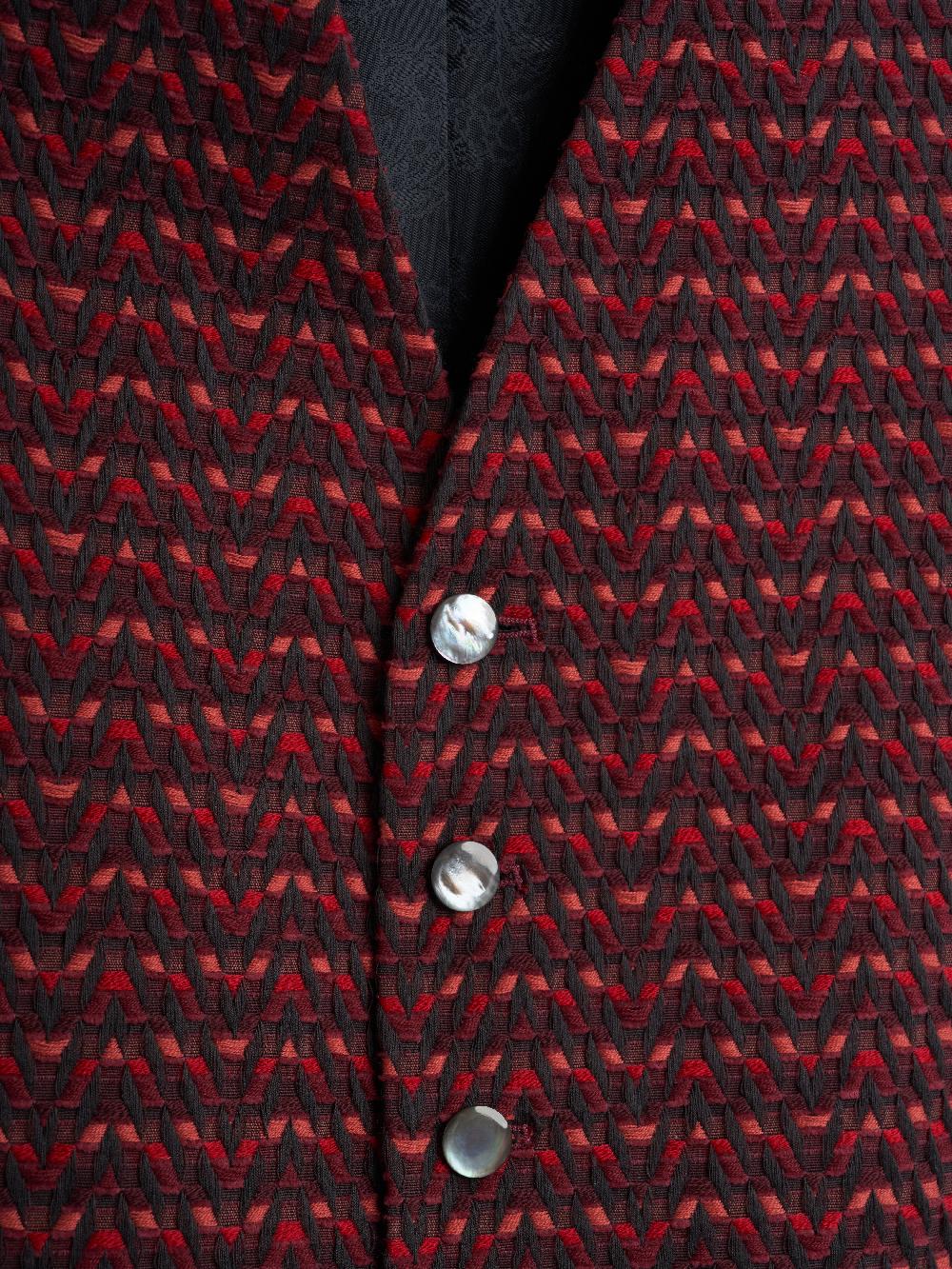 Favourbrook Claret Anderson Wool/Silk Single Breasted Waistcoat