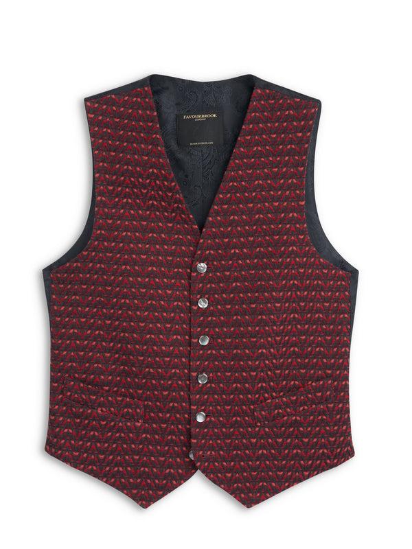 favourbrook Claret Anderson Wool/Silk Single Breasted Waistcoat