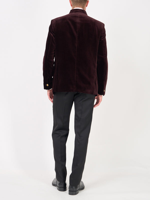 Favourbrook Claret Velvet Cotton Nehru Jacket Button Cuff