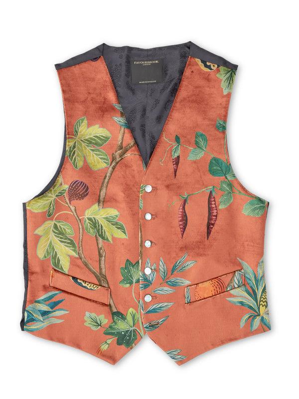 Favourbrook Copper Regency Velvet Single Breasted Waistcoat