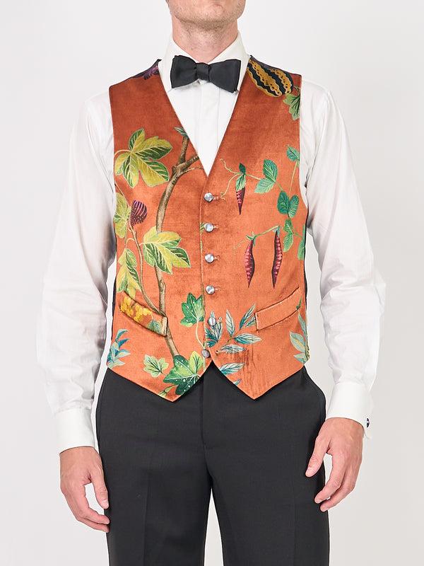 favourbrook Copper Regency Velvet Single Breasted Waistcoat