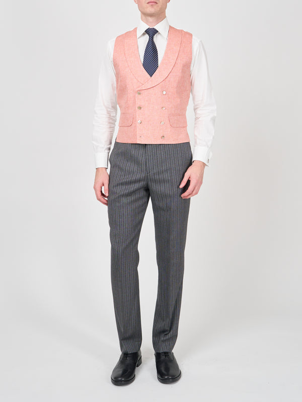 Favourbrook Coral Culcross Linen Double Breasted Waistcoat