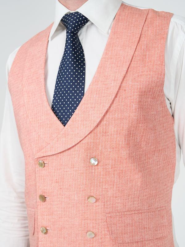 Favourbrook Coral Culcross Linen Double Breasted Waistcoat