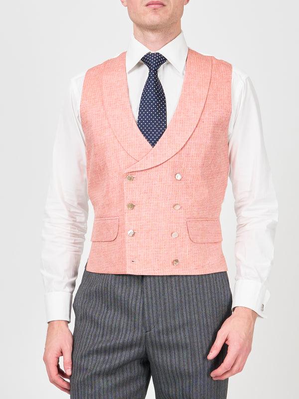 favourbrook Coral Culcross Linen Double Breasted Waistcoat