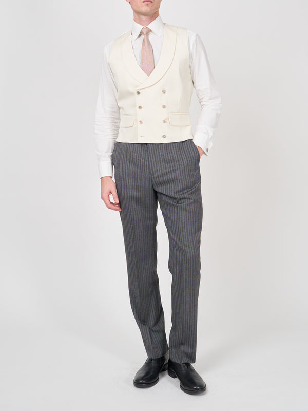 Favourbrook Cream Gabardine Wool Double Breasted Waistcoat