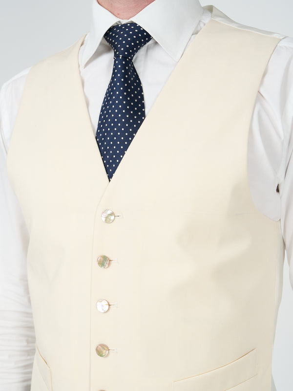 Favourbrook Cream Gabardine Wool Single Breasted Waistcoat