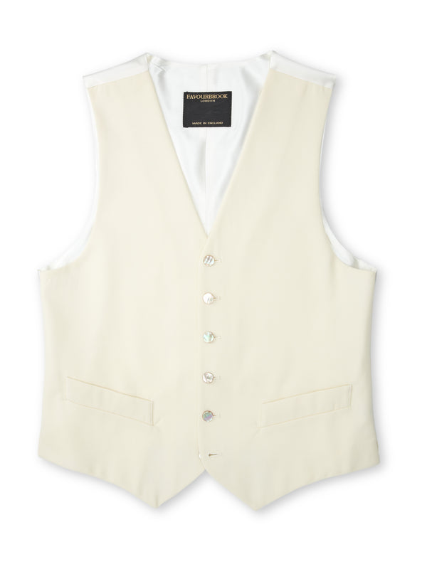 Favourbrook Cream Gabardine Wool Single Breasted Waistcoat