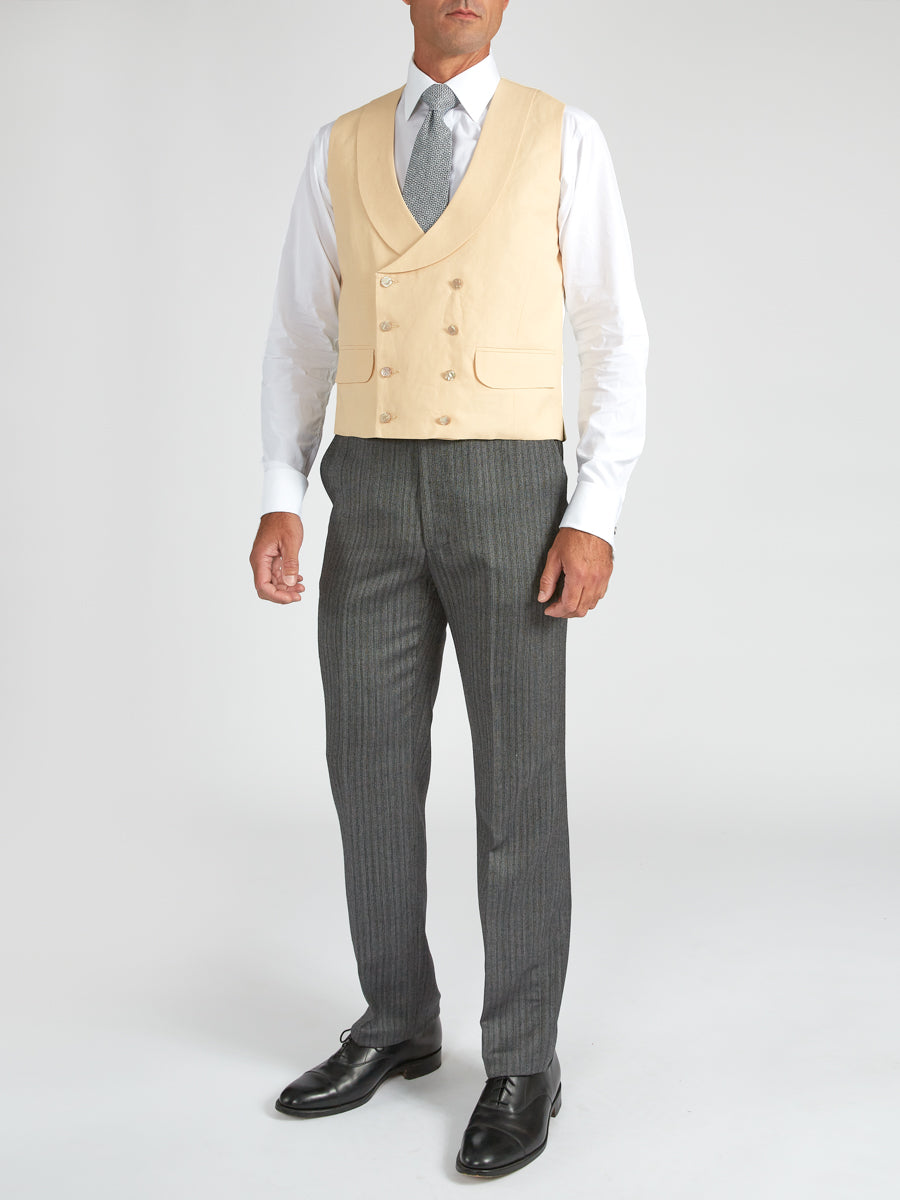 Favourbrook Dark Cream Linen Double Breasted Waistcoat