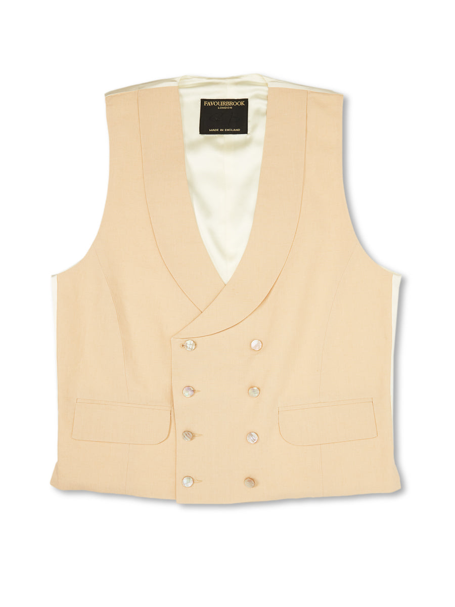 Favourbrook Dark Cream Linen Double Breasted Waistcoat