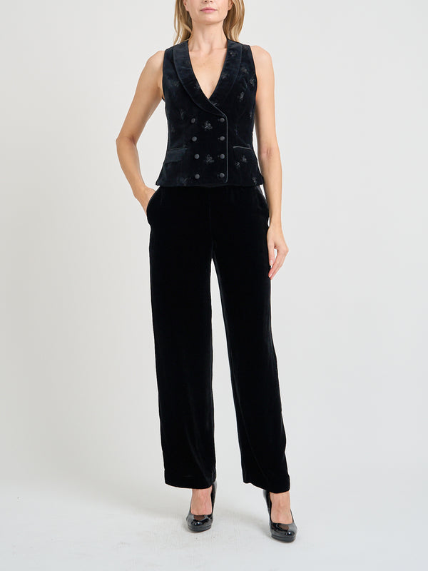 Favourbrook Double-Breasted Black Bees Cotton Velvet