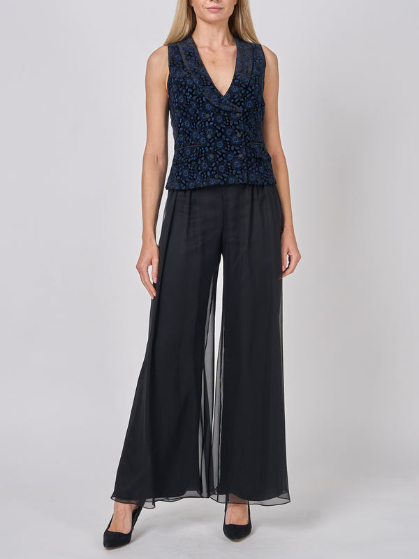 Favourbrook Double-Breasted Black Navy Clyde Silk Velvet