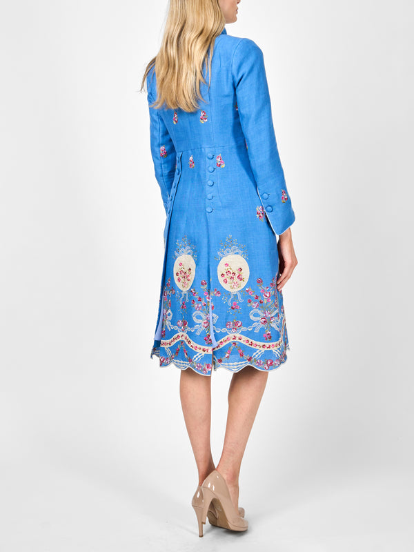 Favourbrook Eton Coat Cornflower Blue Otley Crease Resist Linen