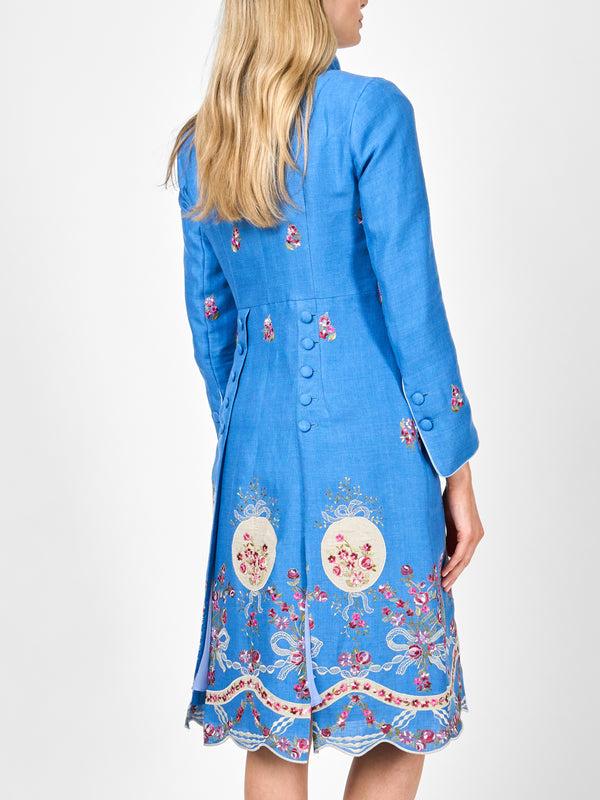 Favourbrook Eton Coat Cornflower Blue Otley Crease Resist Linen