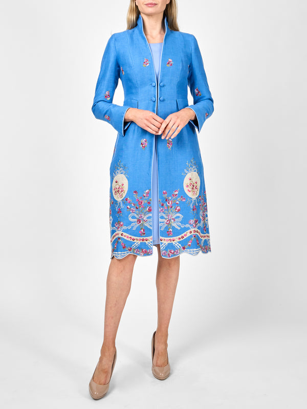 favourbrook Eton Coat Cornflower Blue Otley Crease Resist Linen