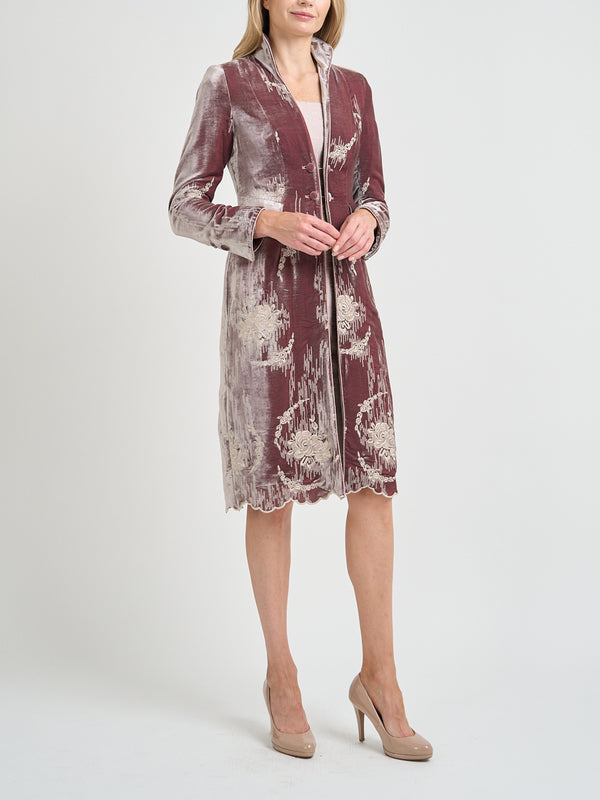 favourbrook Eton Coat Old Pink Highclere Silk Velvet