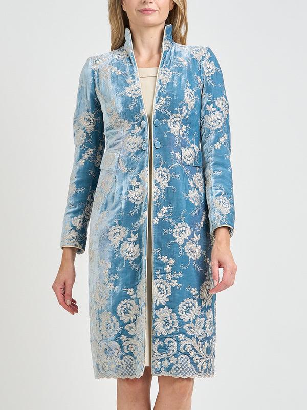 Favourbrook Eton Coat Powder Blue Trumen Silk Velvet
