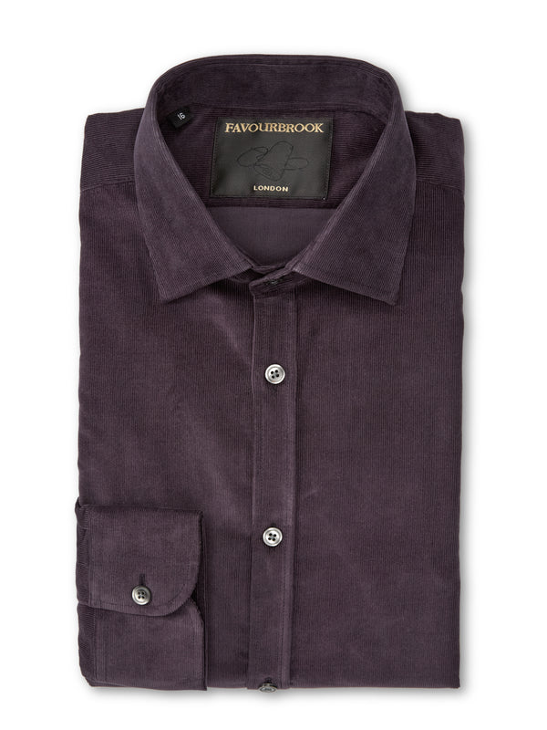 favourbrook Aubergine Mersey Cord Burlington Shirt