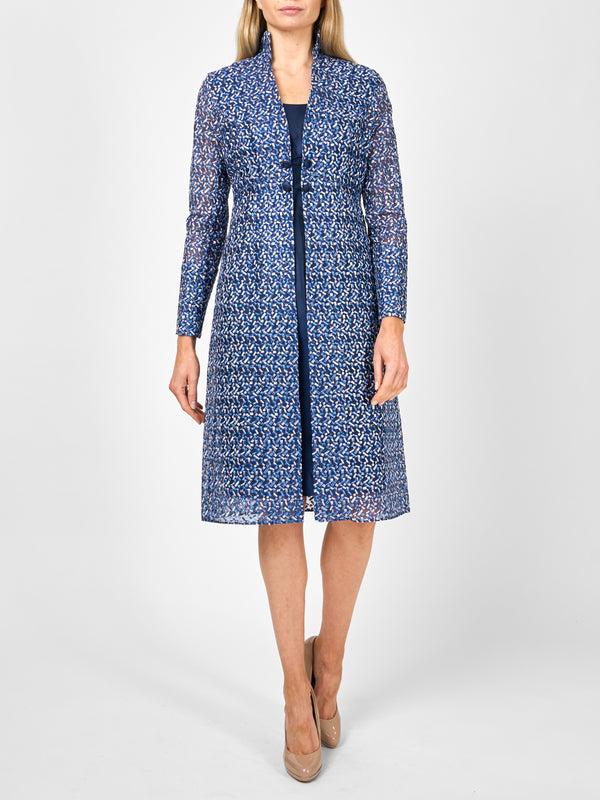 favourbrook Belgravia Coat Navy Nene Silk Organza