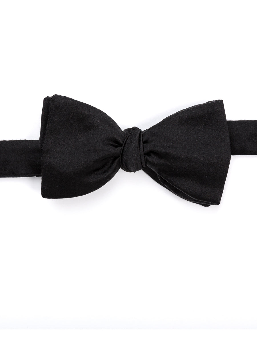 Favourbrook Black Duchesse Satin Silk Bow Tie