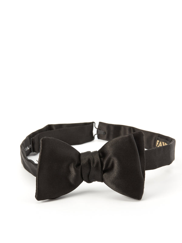 favourbrook Black Duchesse Satin Silk Bow Tie