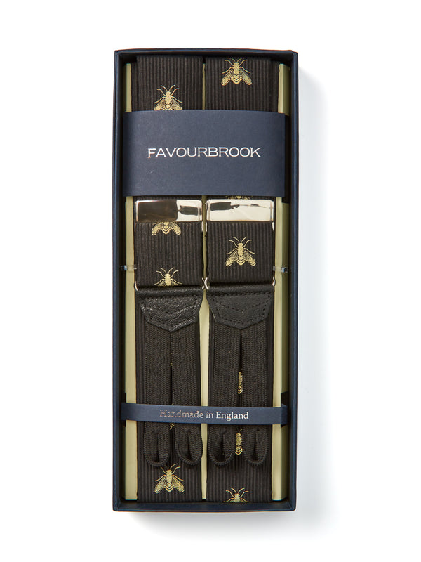 favourbrook Black Gold Bees Silk Braces
