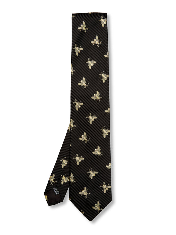 favourbrook Black Gold Bees Silk Tie