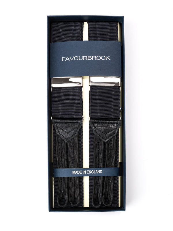 favourbrook Black Moire Silk Braces